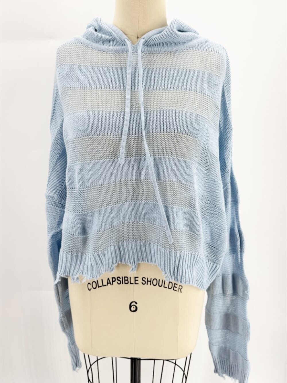 RtA Marvin Cropped Hoodie Sweater in Baby Blue S - Picture 9 of 9